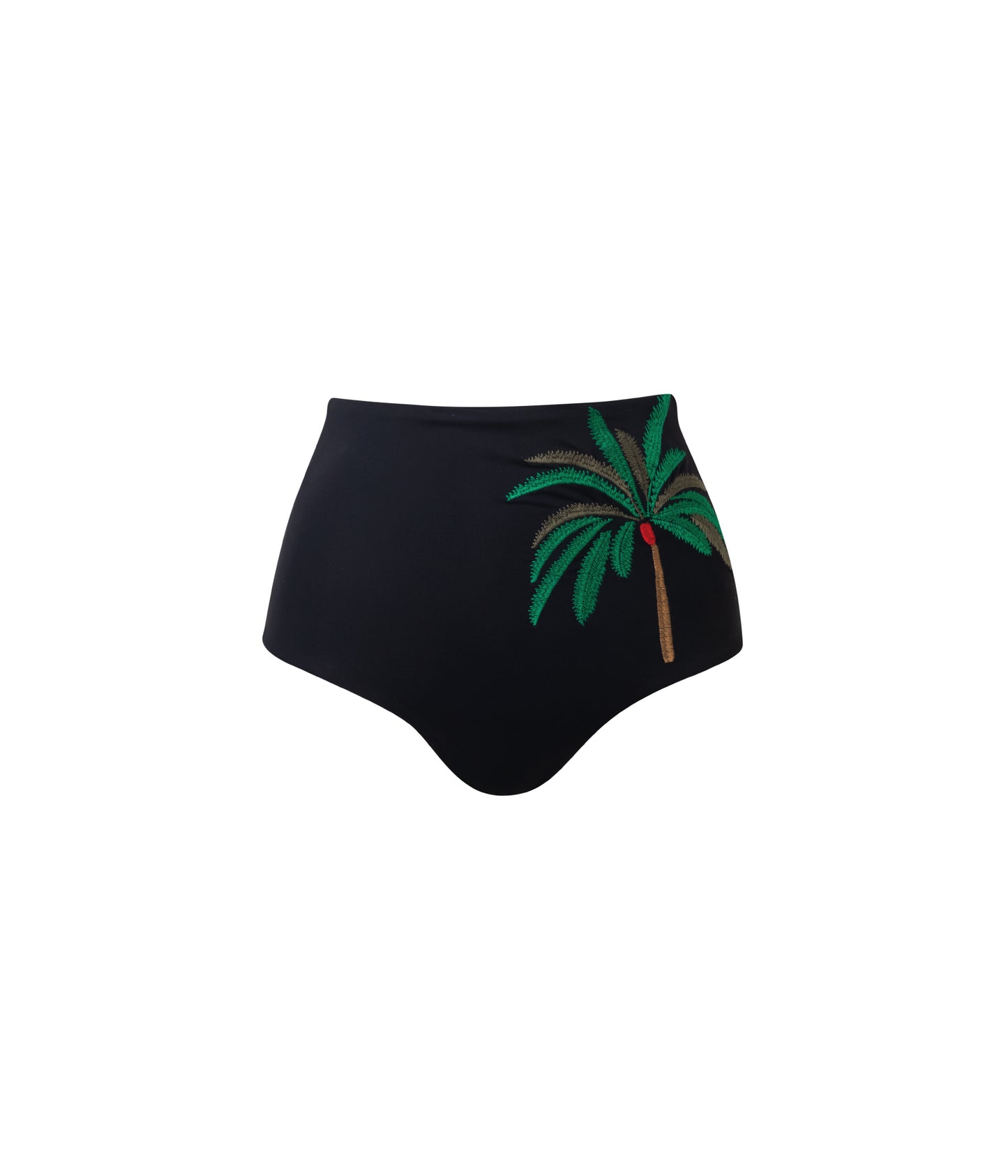 Verdelimon - Bikini Bottom -  Banes - Printed - Black Palmeras Bordado - Front 