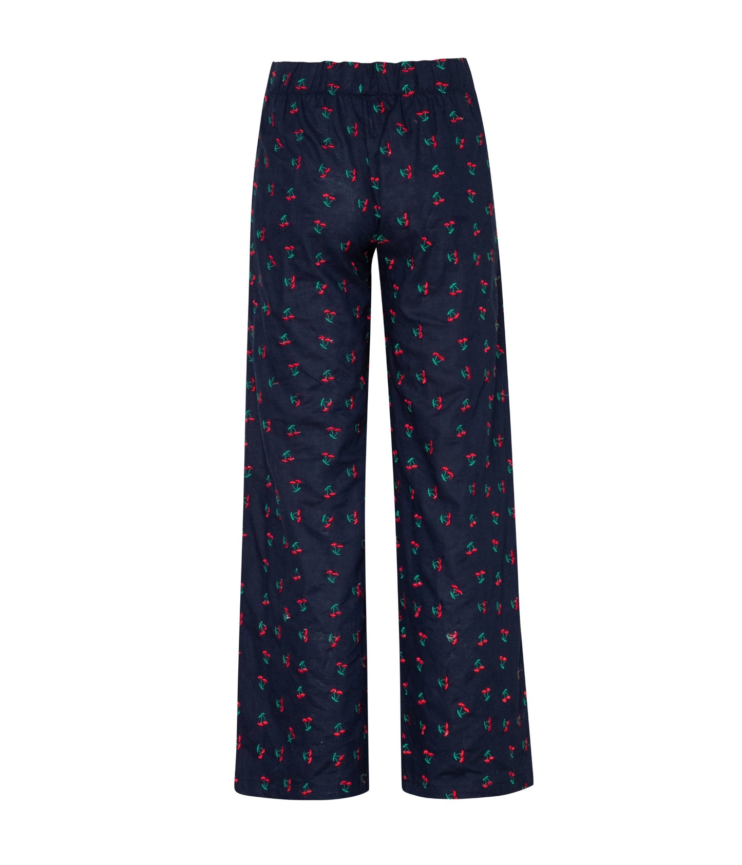 Verdelimon - Trousers - Boyfriend - Navy Linen Embroidered Cherriess - Back
