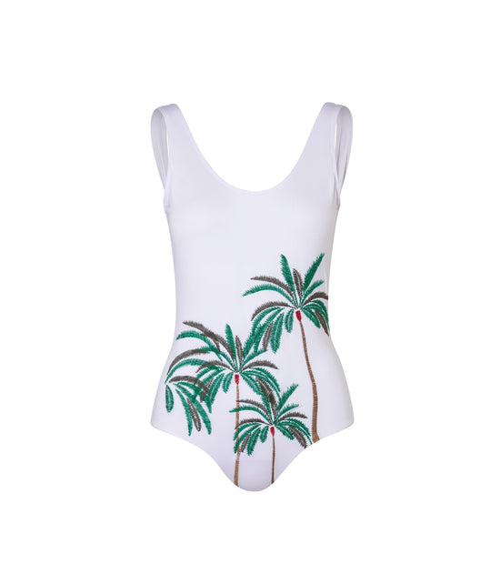 Load image into Gallery viewer, Verdelimon---One-Piece---Acacia---Embroidered---White-Palmeras---Front
