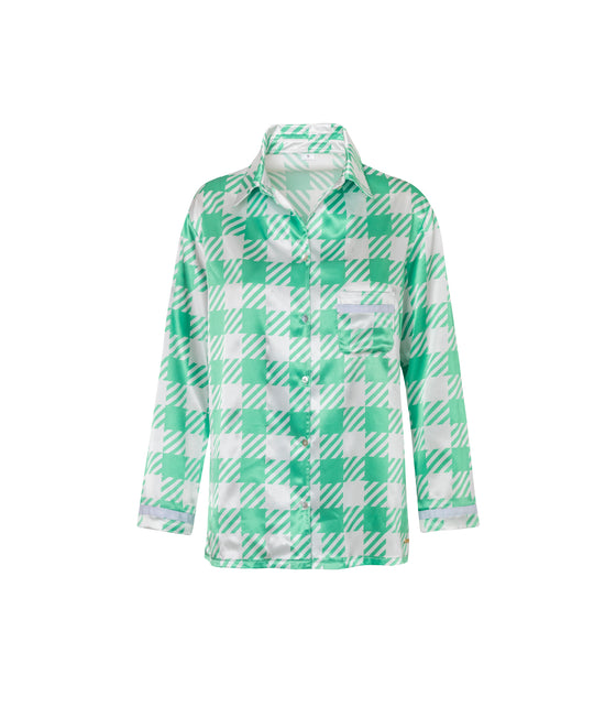 Load image into Gallery viewer, Verdelimon - Shirts - Bali - Printed - Green Squares - Front
