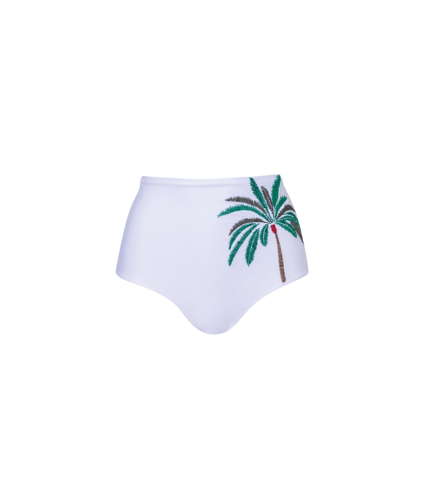 Verdelimon - Bikini Bottom -  Banes - Printed - White Palmeras Bordado - Front