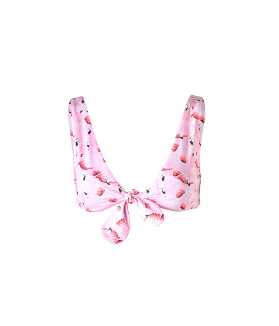Verdelimon - Bikini Top - California - Printed - Pink Flamingos - Front