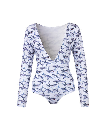 Verdelimon - One Piece - Caspio - Printed - White Sharks - Front