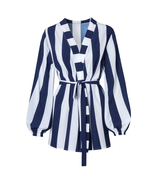 Load image into Gallery viewer, Verdelimon - Cover Up - Dhalia - Navy Stripes - Front
