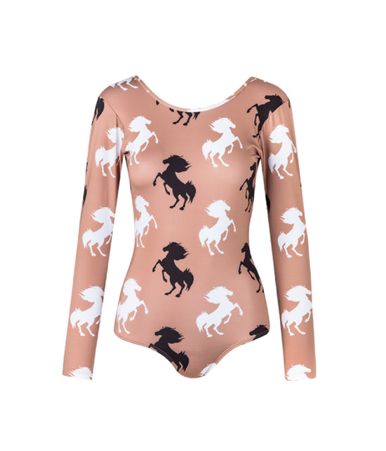 Verdelimon - One Piece - Laguna - Printed - Brown Horses - Front