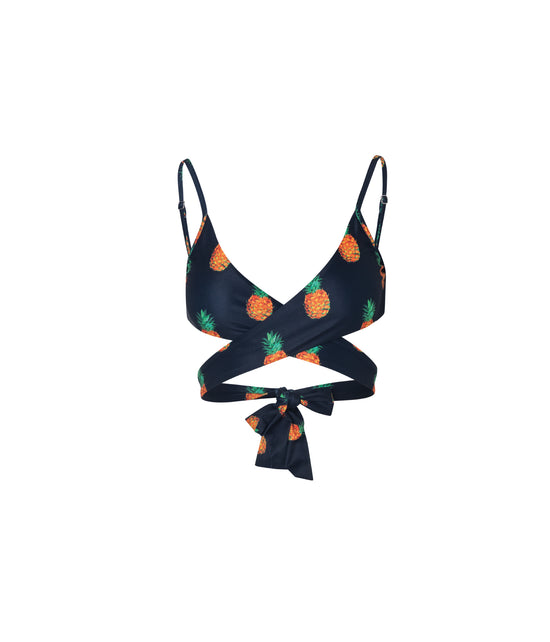 Verdelimon - Bikini Top - Miraramar - Printed - Black Piñas - Front