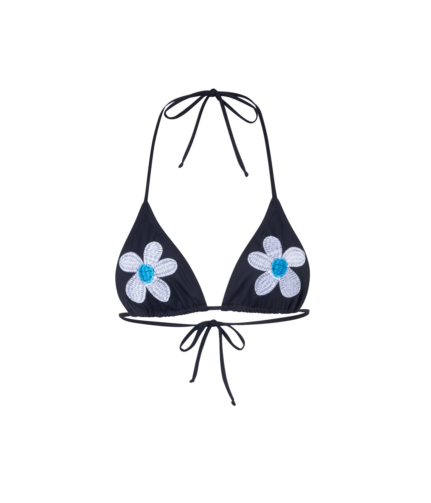 Moa Top Embroidered Blue Flower