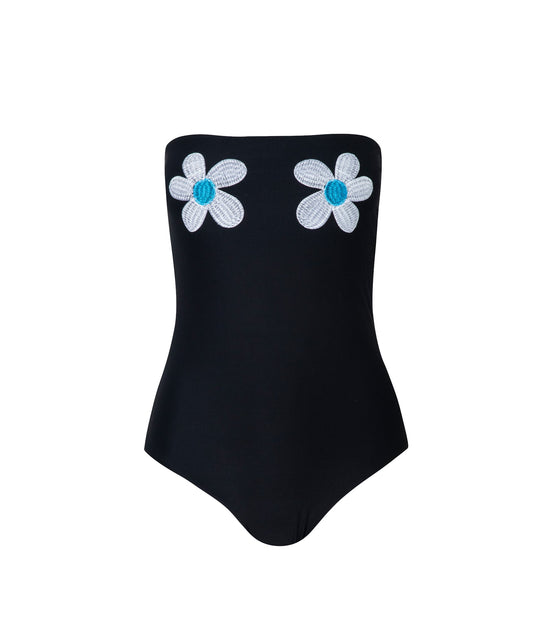 Load image into Gallery viewer, Verdelimon - One Piece - Tijuana - Dreamland - Embroidered Blue Flower - Front
