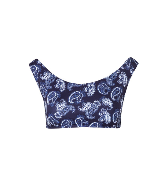 Load image into Gallery viewer, Verdelimon - Bikini Top - Victoria - Printed - Blue Paisley - Front
